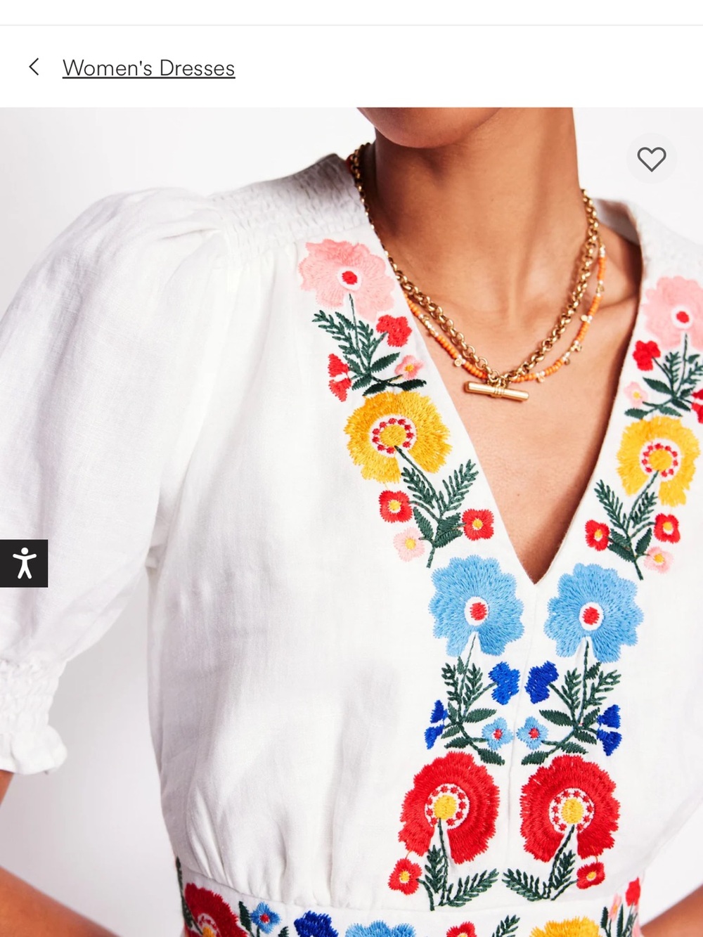 Boden White Maxi Dress with Multicolor Floral Embroidery - Picture 7 of 8